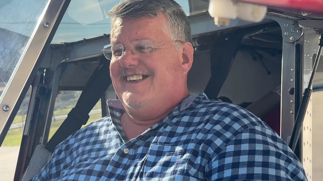 Steve giving an interview from his CH-750 STOL  aircraft