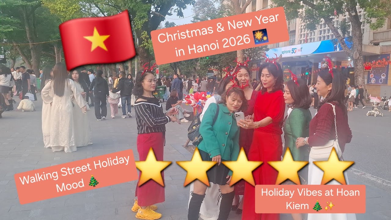 Pre-Christmas & New Year Vibes at Hoan Kiem Walking Street 🎄✨ | Hanoi Welcomes 2026