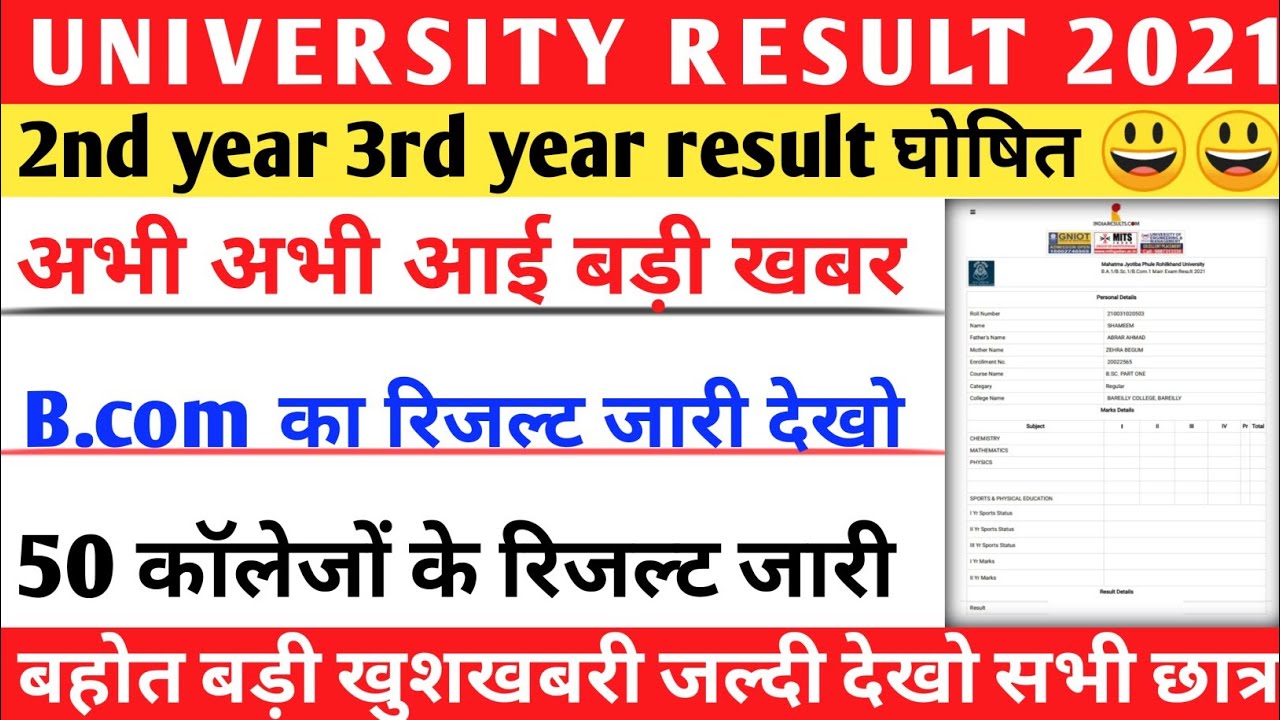 University result 2021 | 2nd year last year result 2021 | University 3rd year result | b.com result