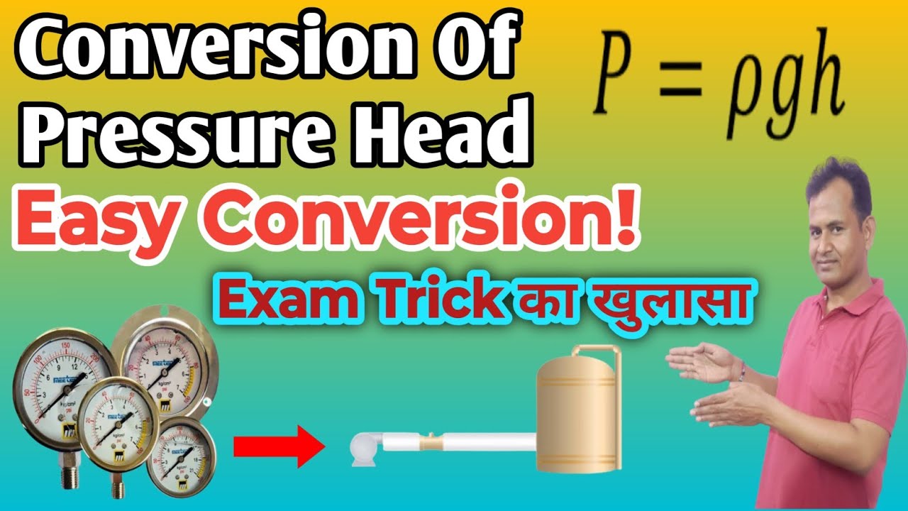 Pressure head conversion। conversion of pressure head। Fluid mechanics in hindi #mechjoy #mechzone 