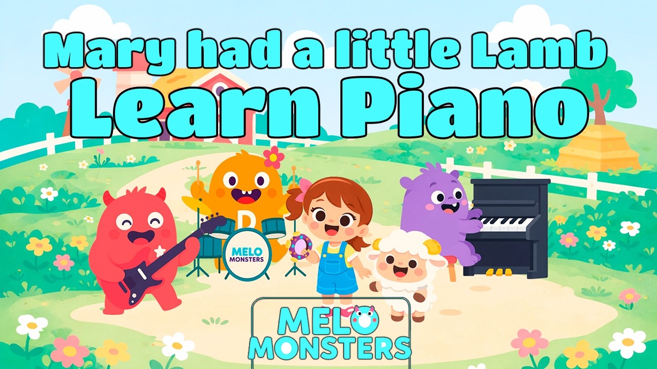 🎹 Melo Monsters –  Mary Had a Little Lamb |Learn Piano the Melo Way 👾(Easy) 🐑| Learn Music for Kids🌟