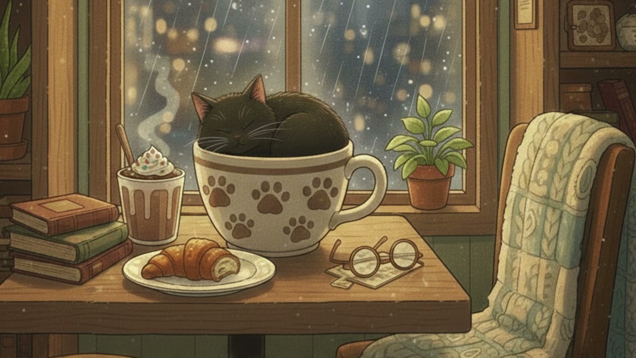 ☕🍂 Cozy Cat Nap | Serene Jazz, Chocolate & Croissant Vibes | Relaxing ASMR
