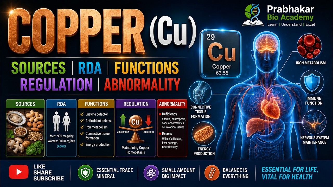 Copper (Cu):: Sources, RDA, Functions, Regulation, Abnormality