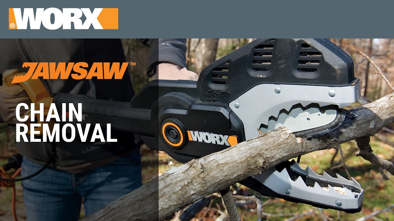 Снятие цепи пилы WORX JawSaw