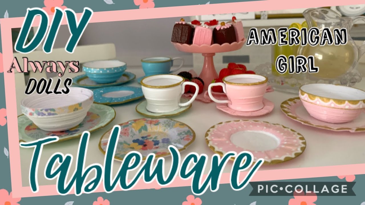 DIY American Girl Tableware - Plates,  Cups and Bowls