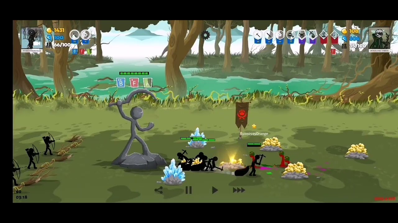 火柴人戰爭 傳奇 Stick War Saga 單卡每日任務 純鐮刀陣vs森林之怒