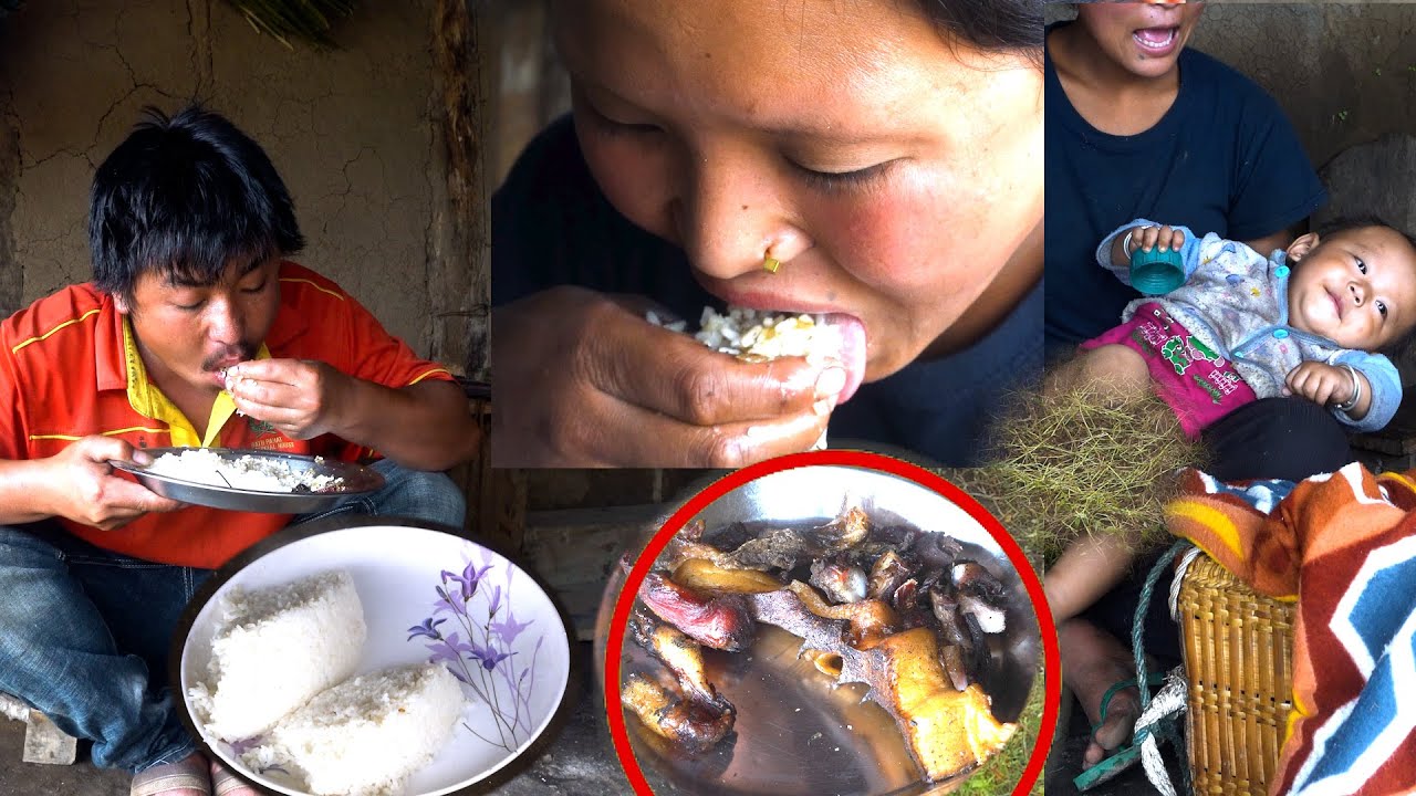 Rita cooking pork curry in the buffalo shed