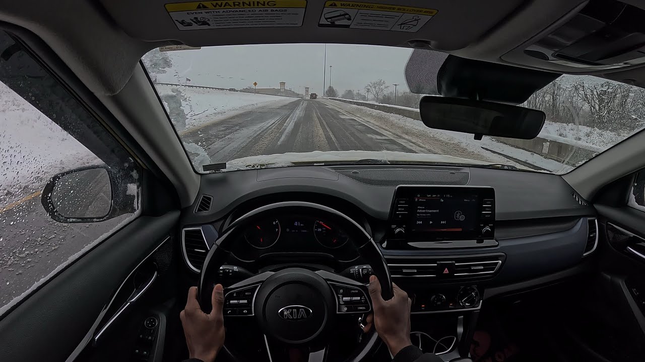 First ever heavy snow storm | pov asmr drive 