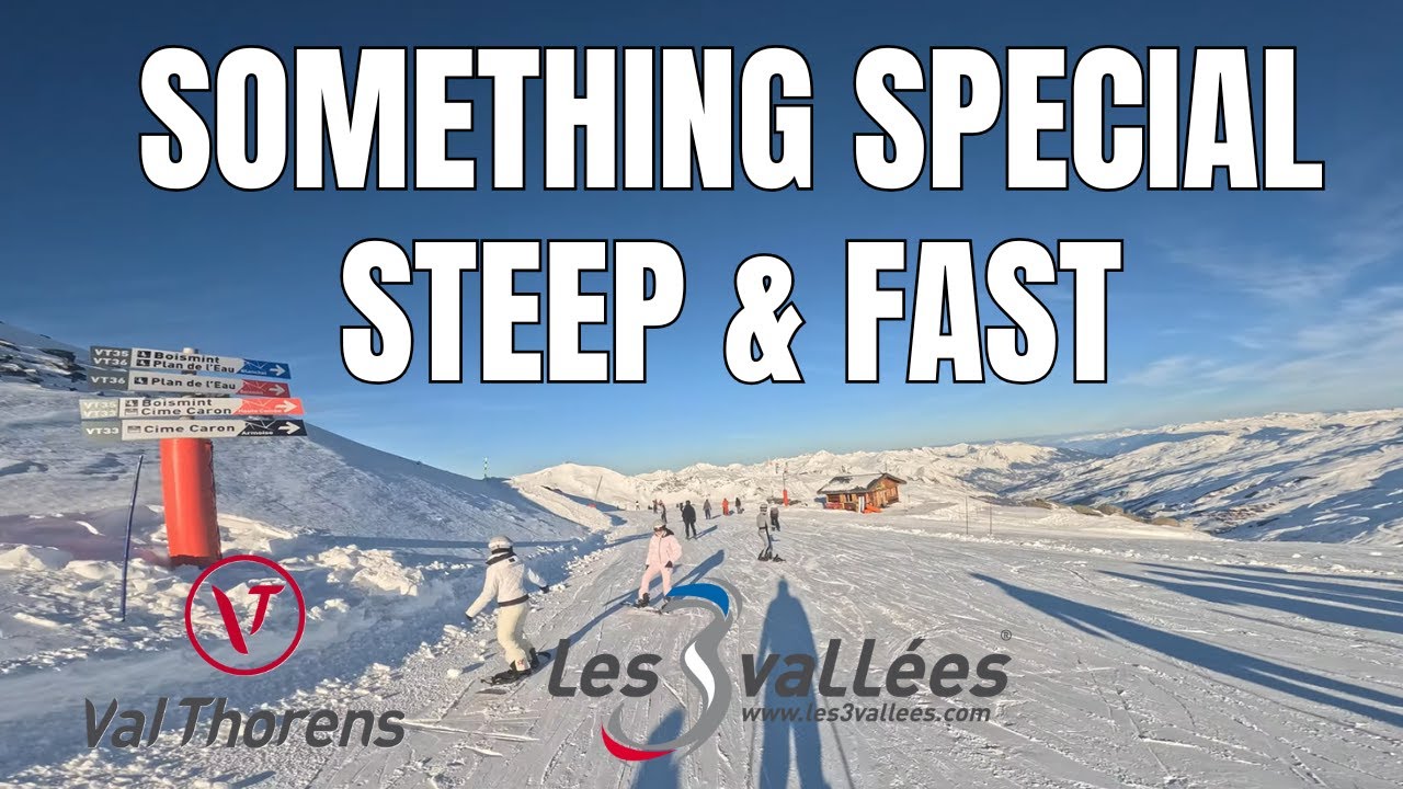Skiing blue piste 'Blanchot' in Val Thorens, Les 3 Vallées, GoPro 4k,2026