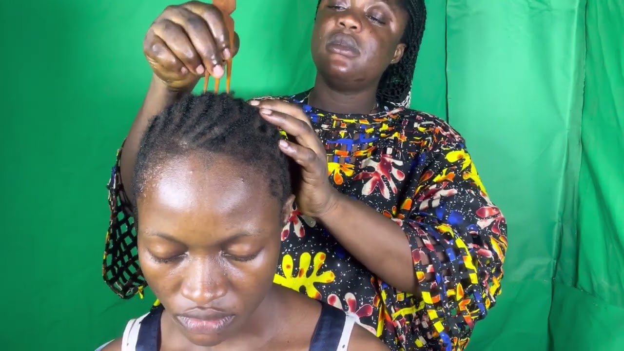 ASMR✨APPLYING VITAMIN E BETWEEN CORNROW,HAIR SCRTACHING  AND GUM CRACKING SOUND.