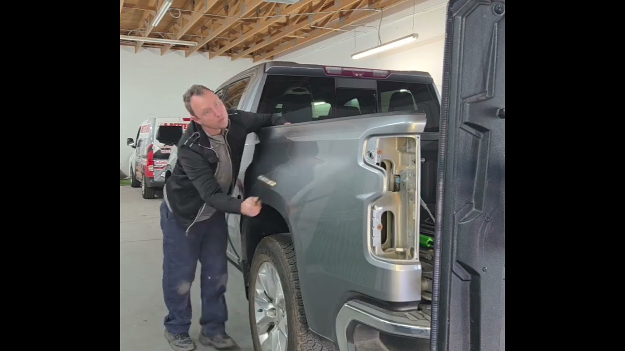 GMC bedside PDR A Better Repair located in Mesa, Arizona paintless dent repair 