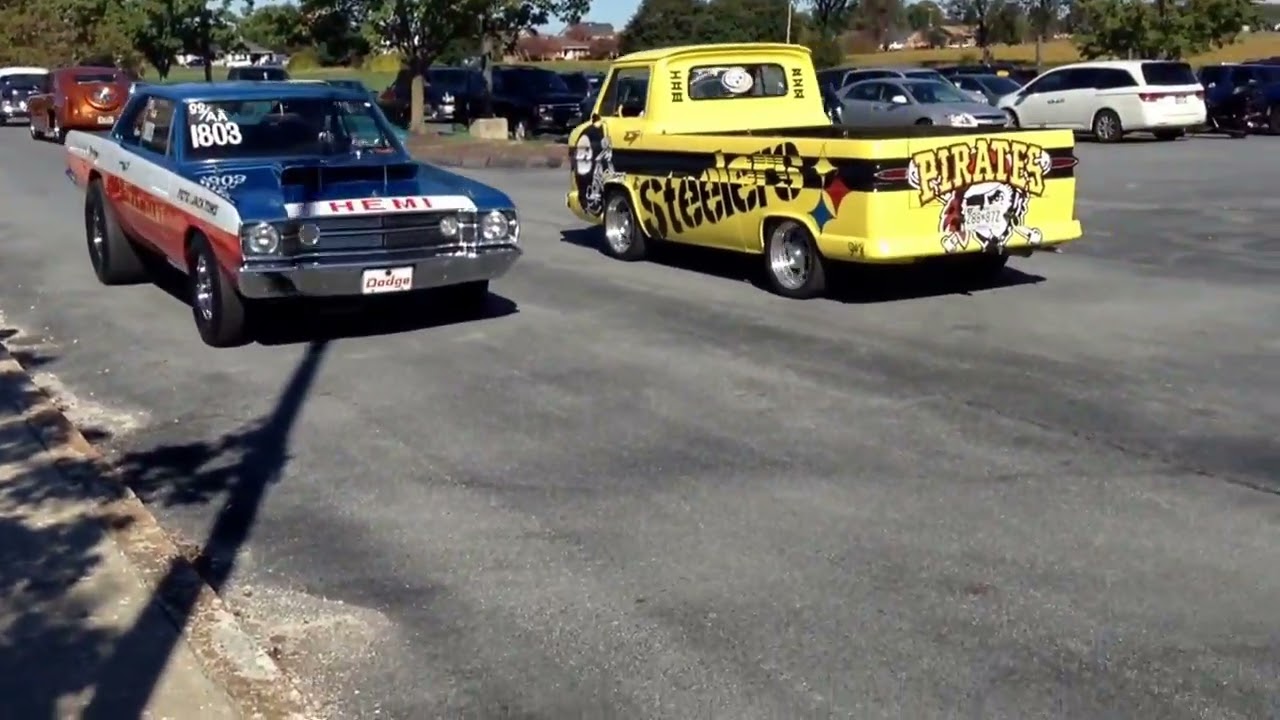 Dodge Dart 426 Hemi Drag car leaving a car show