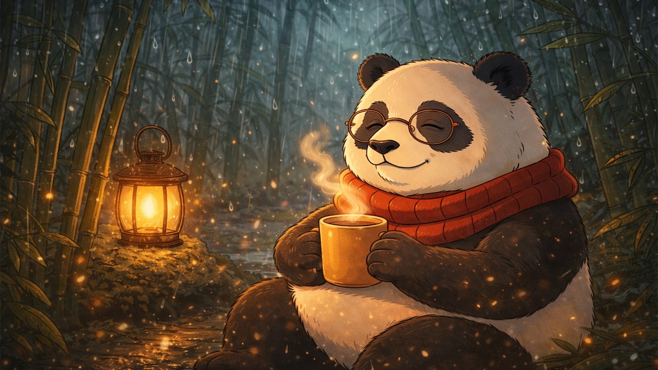 Cozy Rain Night with Panda ☕🌧️ | Relaxing Lofi Beats to Study & Sleep