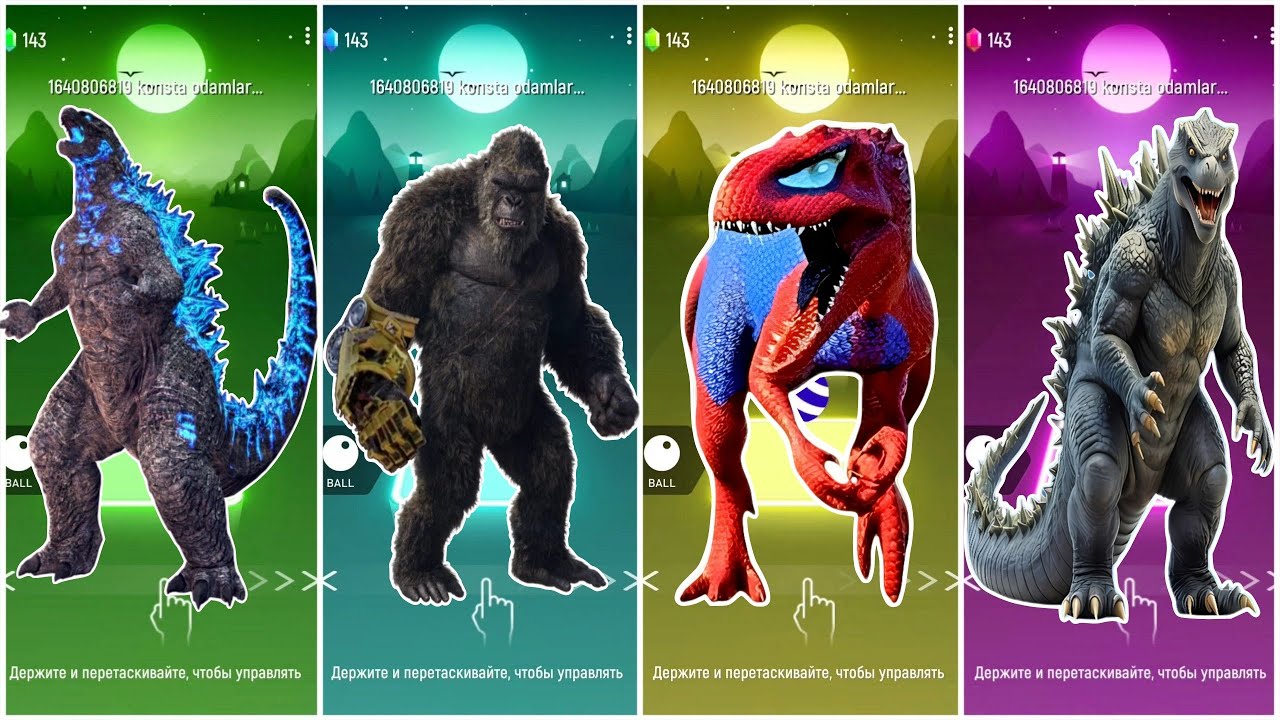 Godzilla 🆚 King Kong 🆚 Spider Rex 🆚 Godzilla 🎶 Tiles Hop Edm Rush