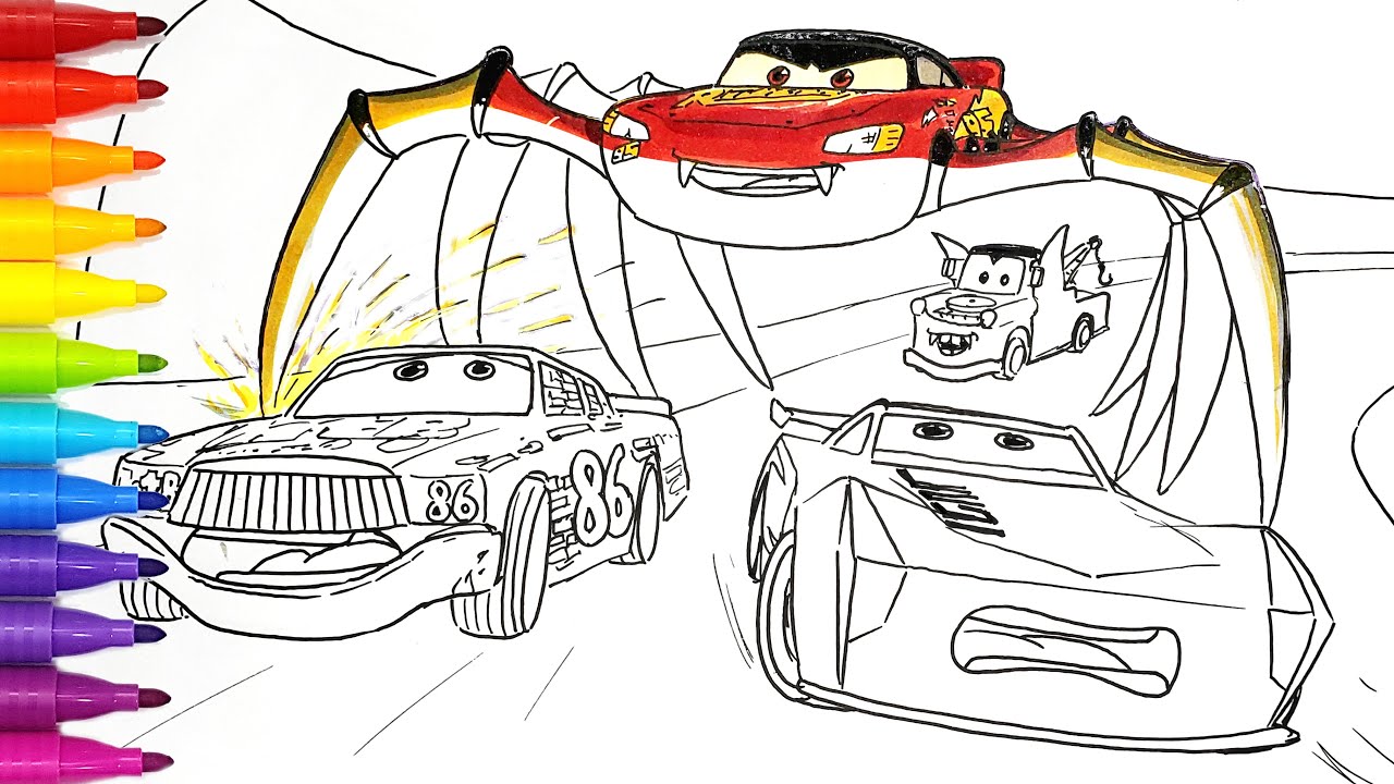 Halloween Spider Lightning McQueen & Dracula Mater Chase Jackson Storm & Hicks | CARS 3 2.0 Drawing