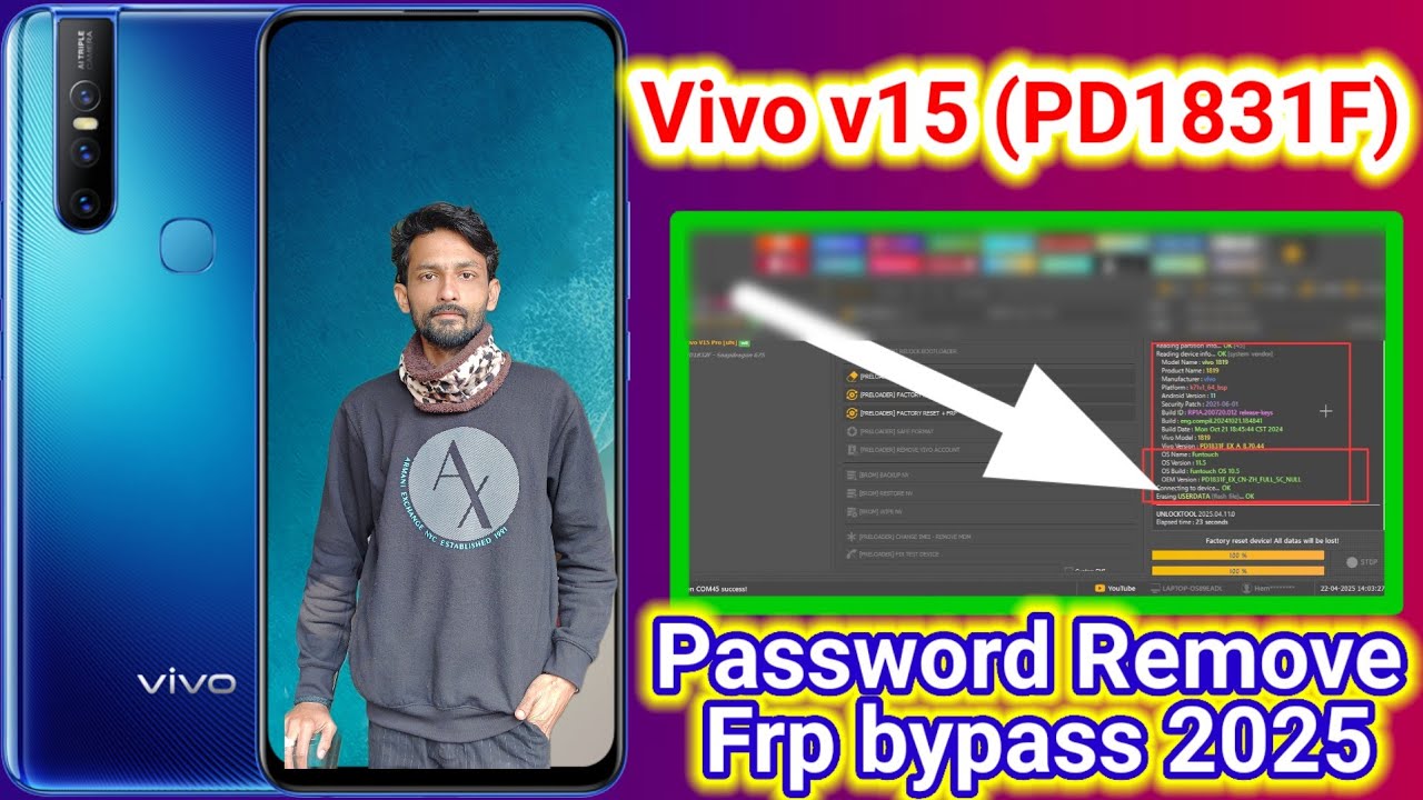 Vivo v15 (PD1831F) Password Remove Unlock Tool || Vivo v15 Mobile Google Account Remove Unlock Tool✅