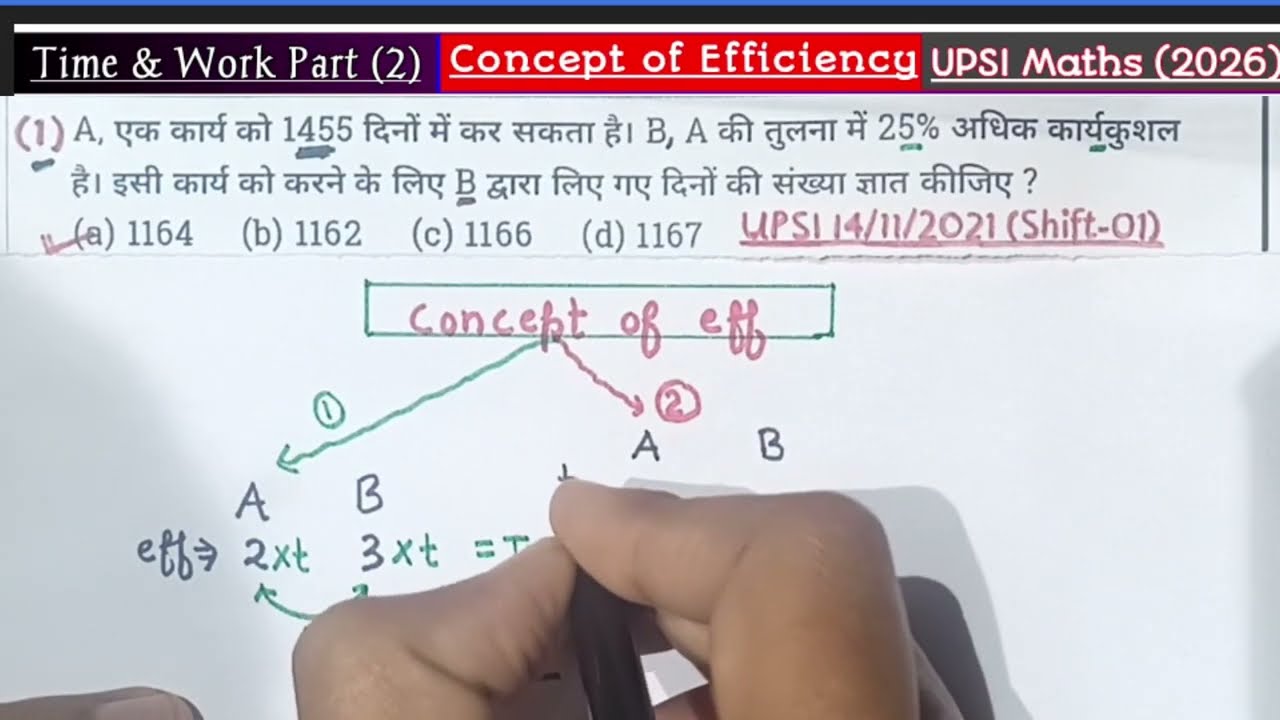 🎯UPSI👉 Time & Work (Part 2) || Concept of Efficiency #uppolice February 4, 2026