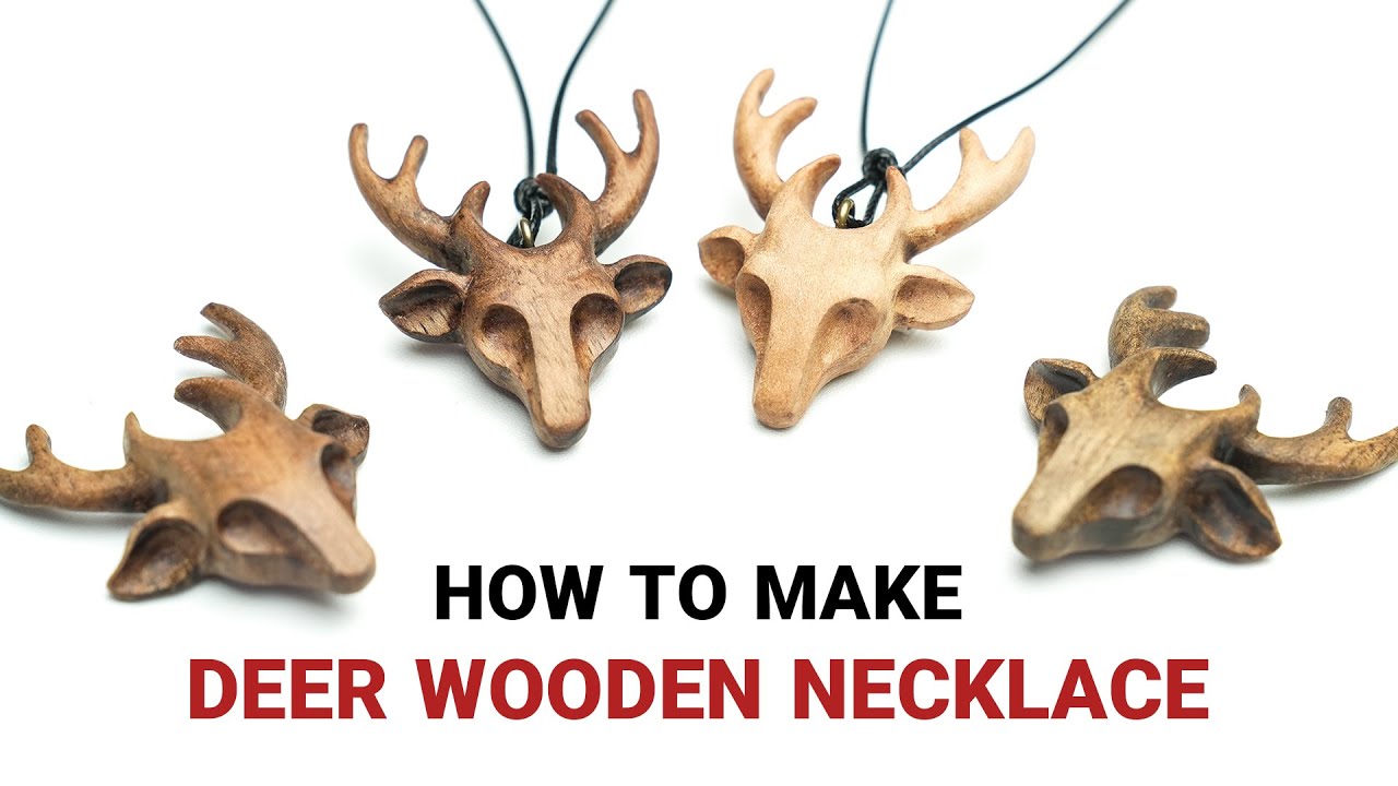 Hand Carving a Deer Head Pendant from Walnut Wood 🦌 | Step-by-Step Wooden Jewelry Tutorial