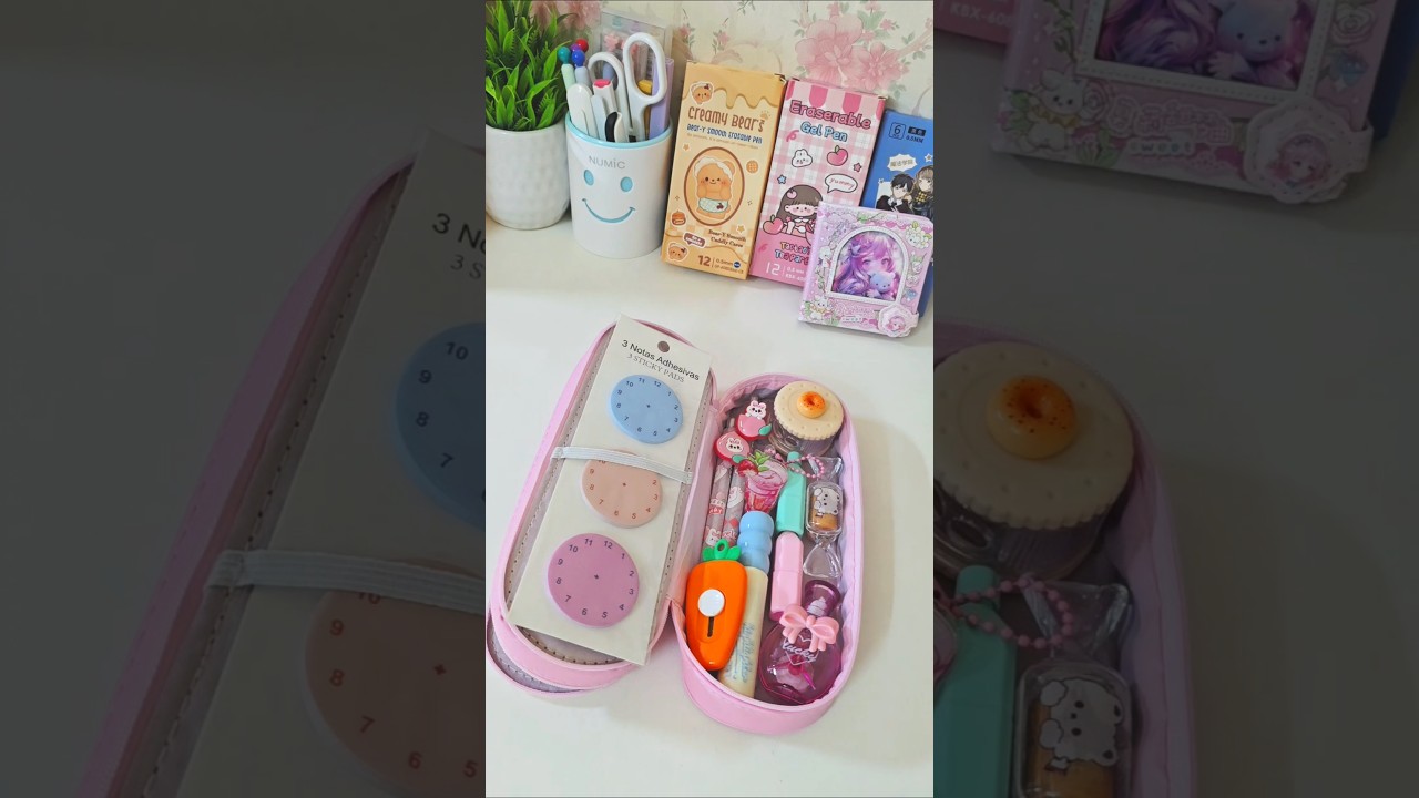Filling pencil box with cute stationery ✨️ 💕 #cute #asmr #stationery #shorts #youtubeshorts