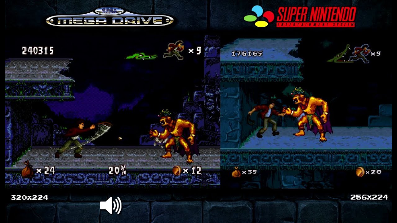 Pitfall: The Mayan Adventure | Mega Drive/Genesis & SNES Comparison - Dual Longplay