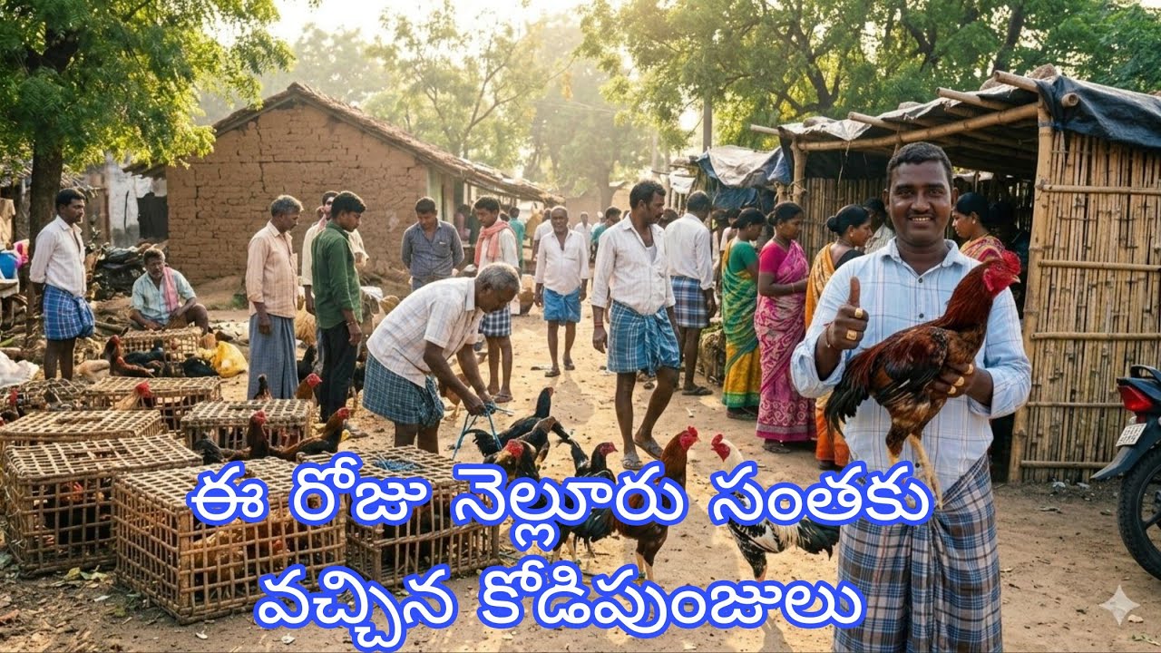 ఈ రోజు నెల్లూరు సంతకు వచ్చిన నాటు కోడిపుంజులు #trending #viral #food #natukollu #nellore #market 
