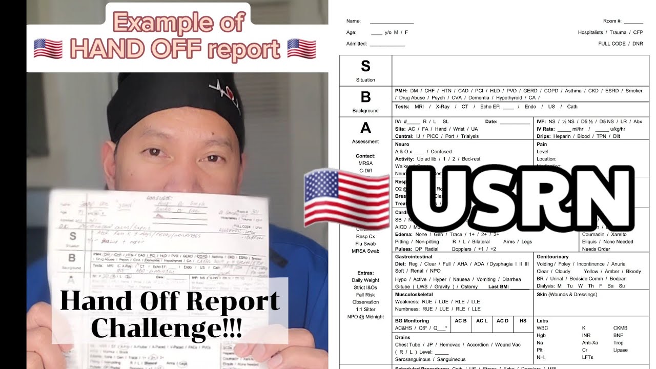 USRN Hand Off Report example // Nurse Juan OFW