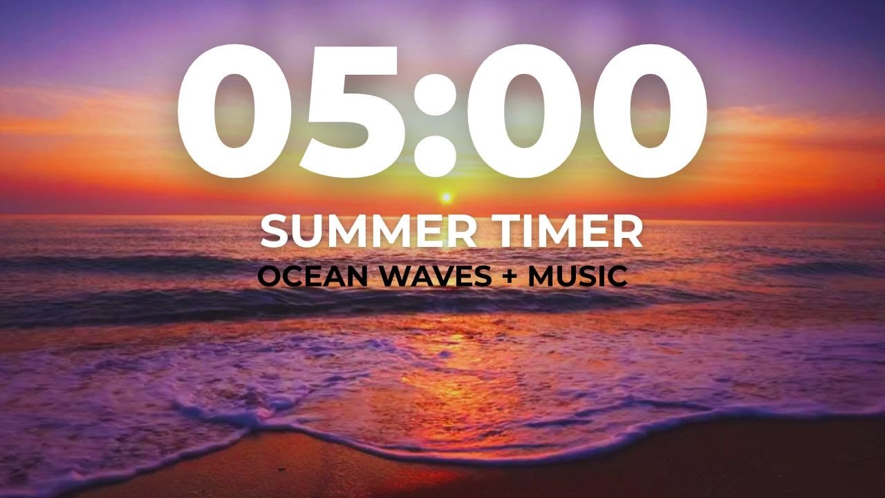 5-Minute Summer Timer 🌴 | Gentle Ocean Waves & Soft Music for Focus or Classroom