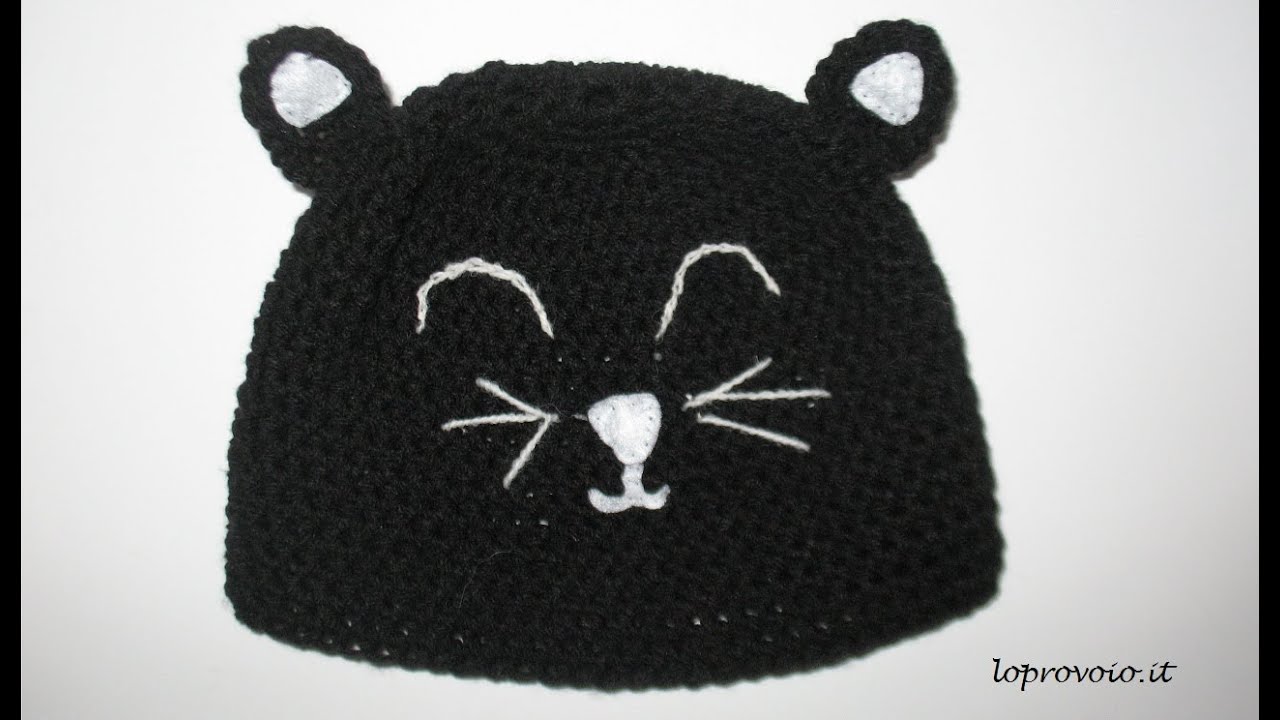 Cappellino a forma di gatto - Crochet cat hat