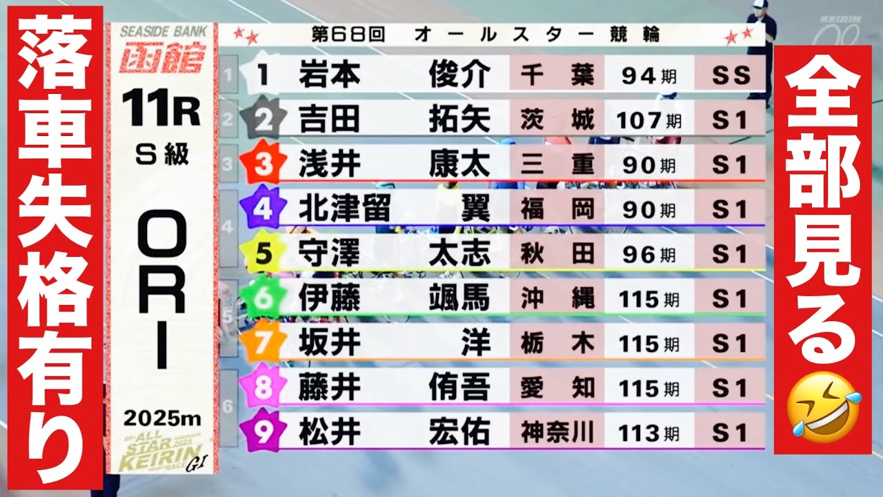 函館ナイターオールスター競輪 全部見る🤣 落車失格有り😭オリオン勝利者インタビュー有り 前橋s決勝展望