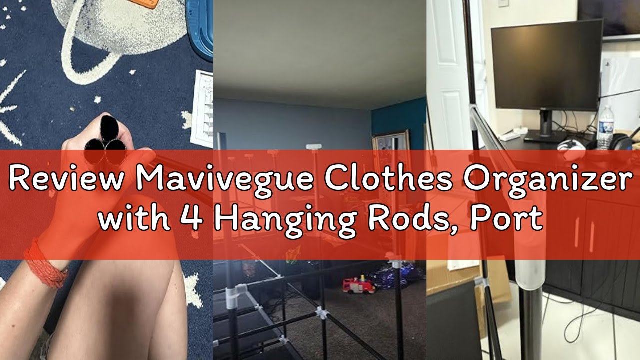 Review Mavivegue Clothes Organizer with 4 Hanging Rods, Portable Closet Wardrobe, Non-Woven Fabric C