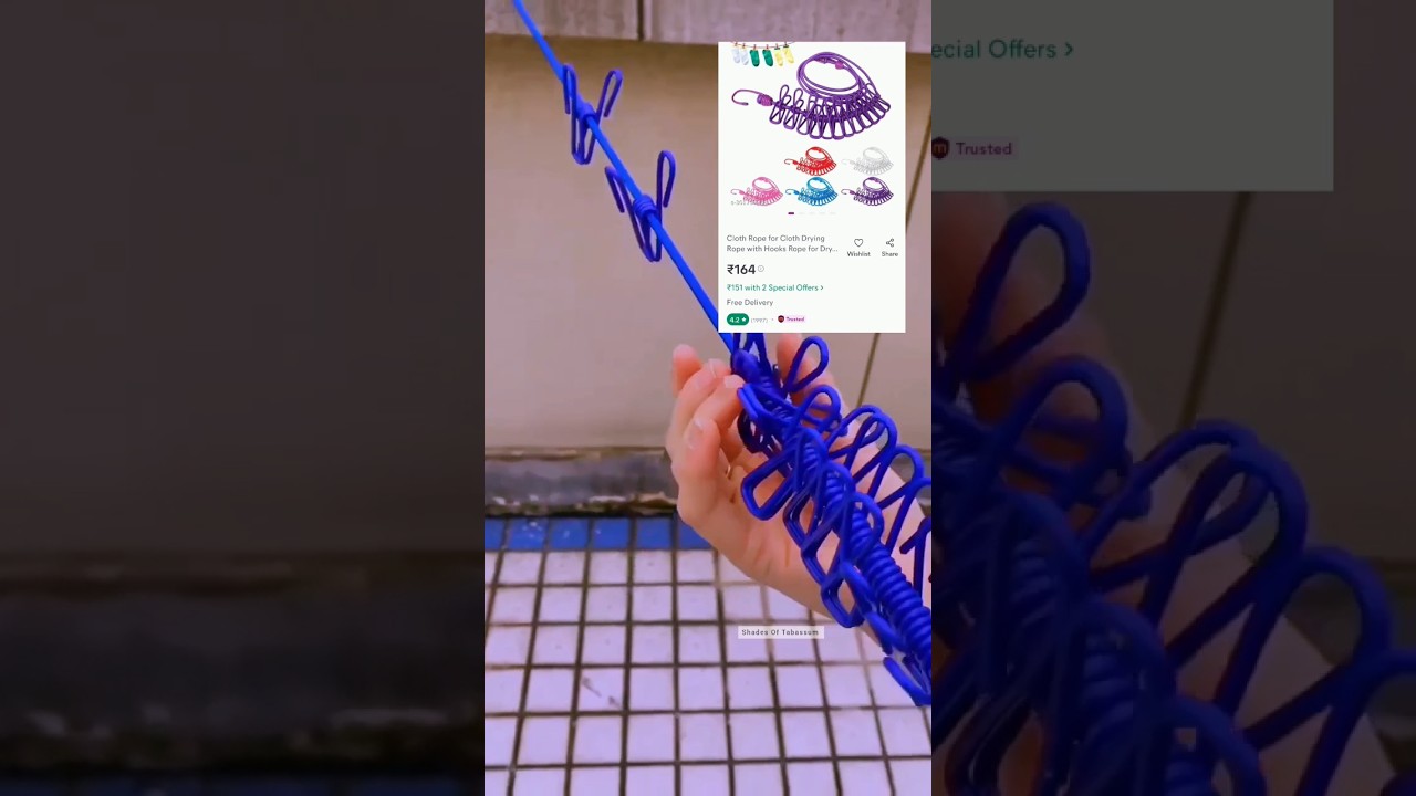 Cloth Drying Rope With Hooks And Clips From Meesho For Just Rs 164/- #meesho #haul #musthaves