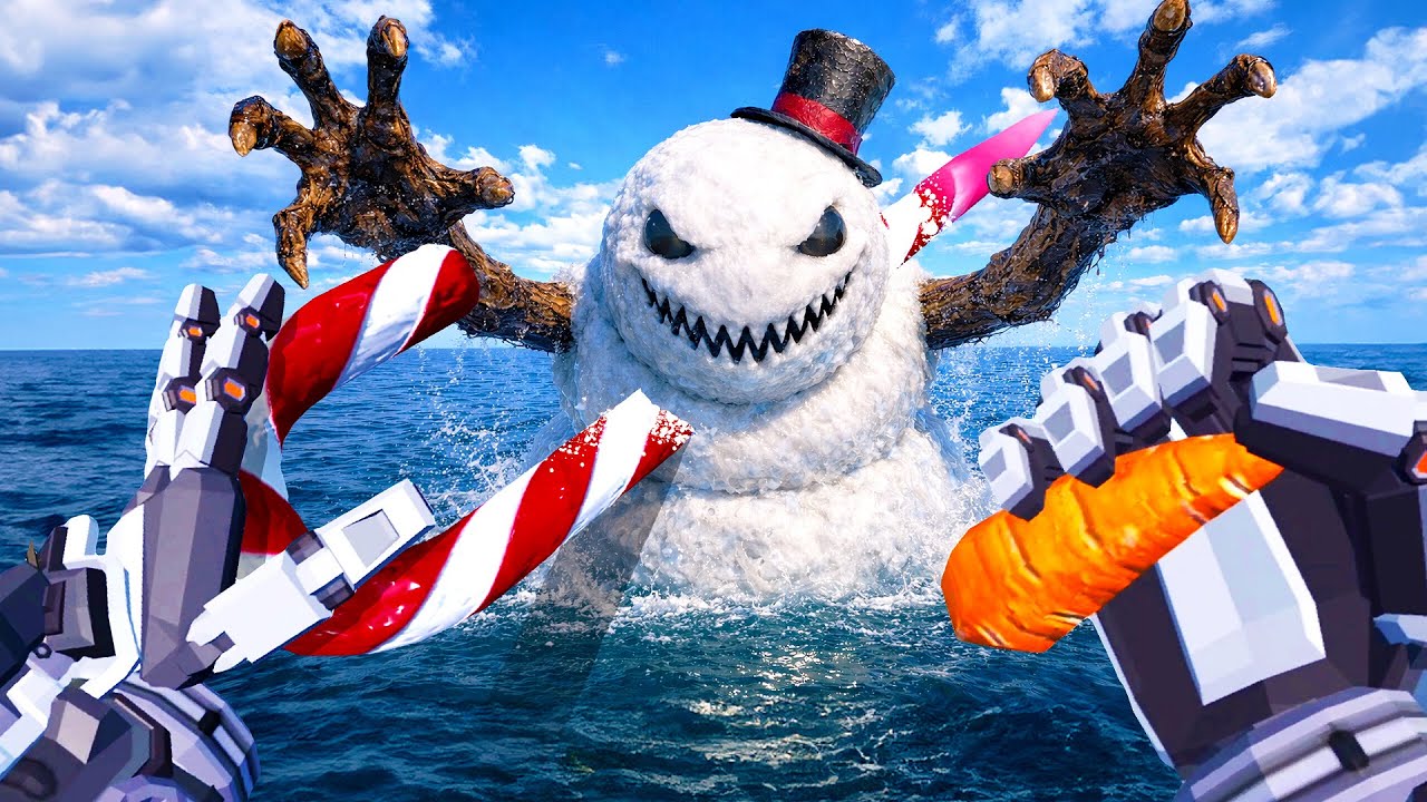 Huge SNOWMAN KAIJU Attacks Mech in VR