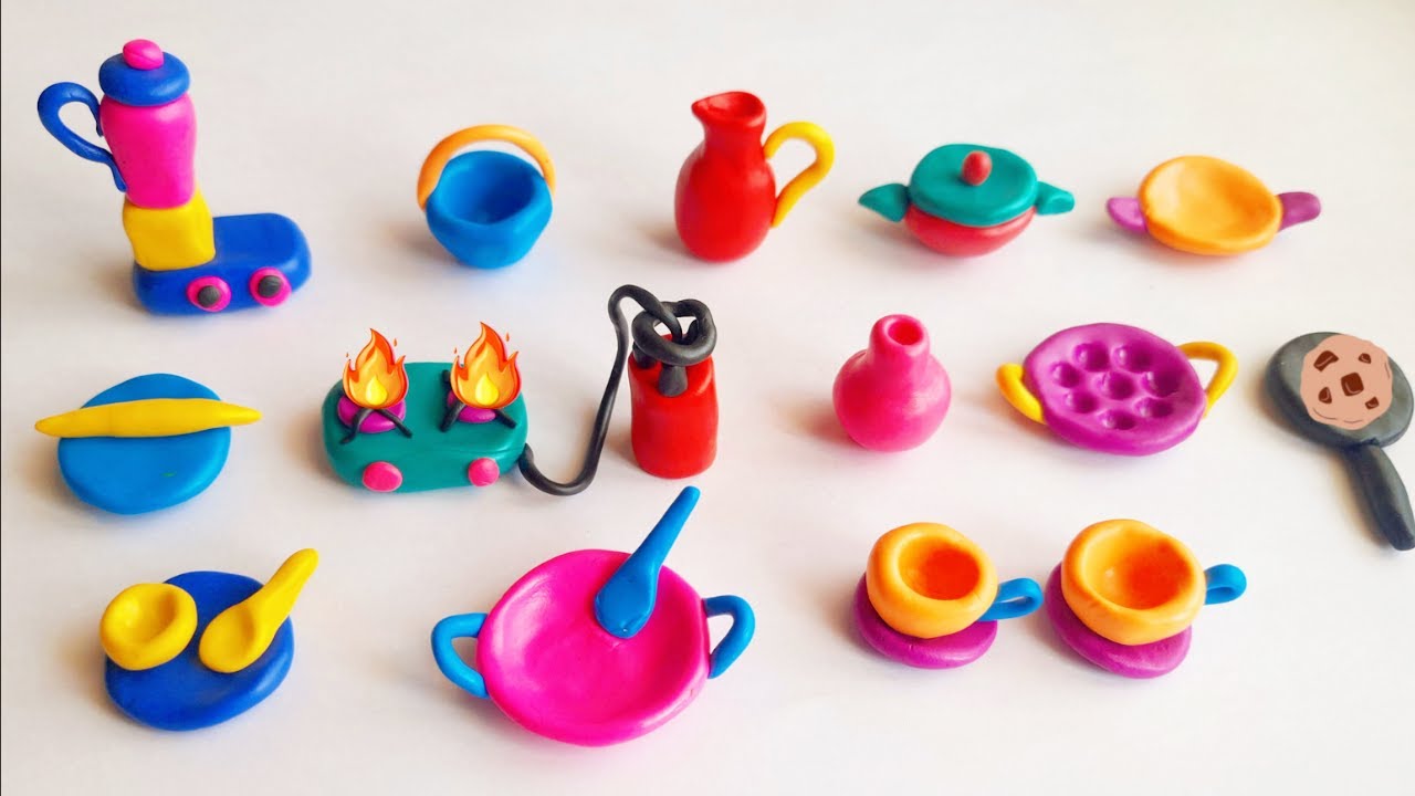 DIY How to make Polymer Clay Miniature Kitchen Set | Amazing technique to make Kitchen Set