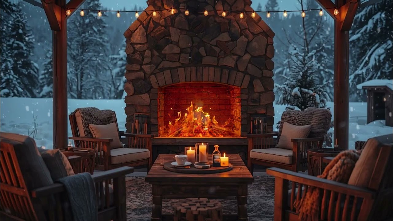 Snowfall Outside, Fireplace & Piano | Cozy Winter Home Ambience