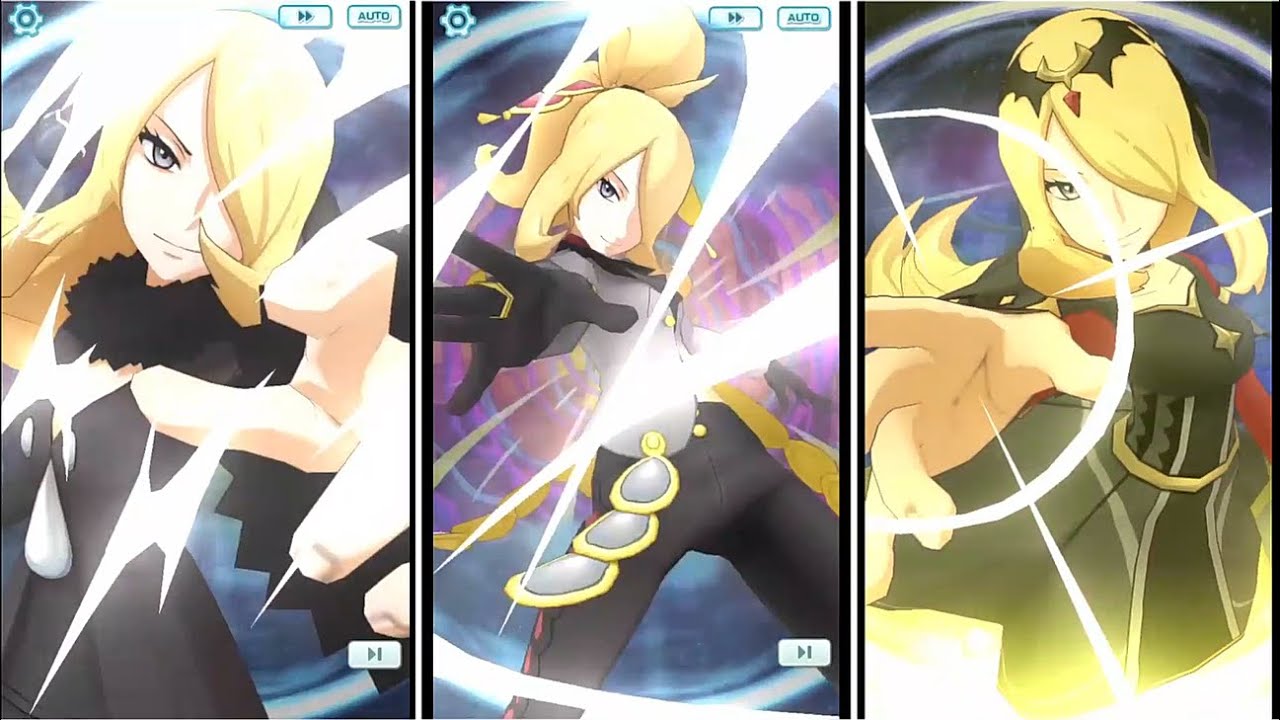 OG Cynthia VS SS Cynthia VS Satan Cynthia | Sync Move Side-by-side Comparison #ポケマスEX