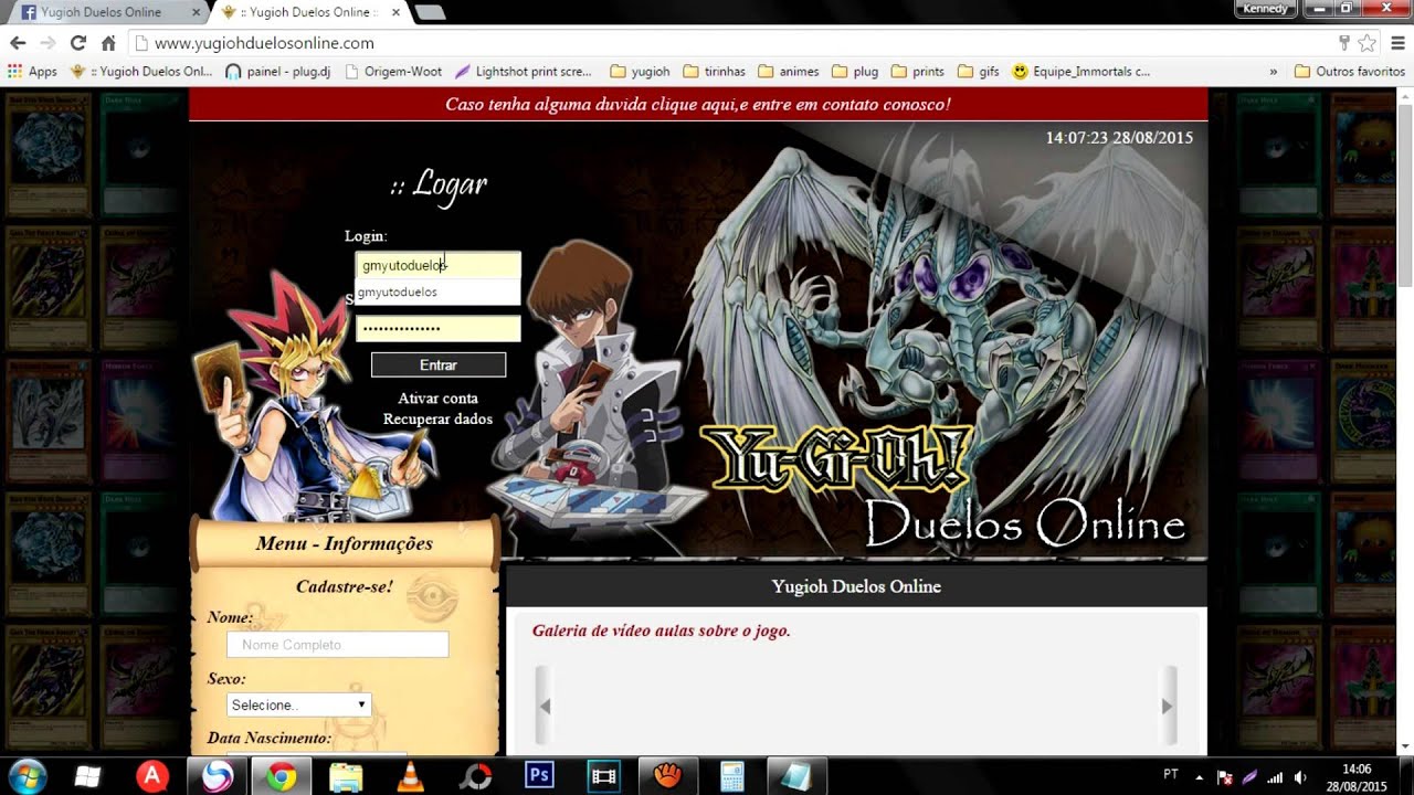Tutorial de como criar uma conta no Yugioh Duelos Online