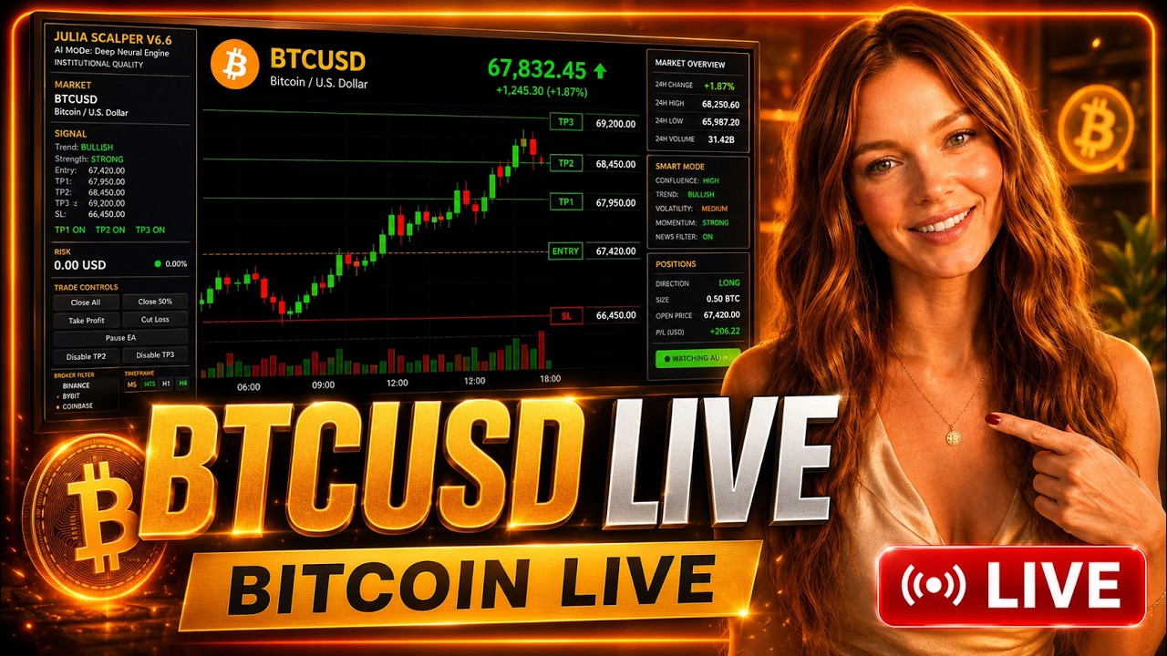 👸 LIVE Trading BTCUSD (Bitcoin ) &ndash; Real-Time Strategy! | Bitcoin Live trading