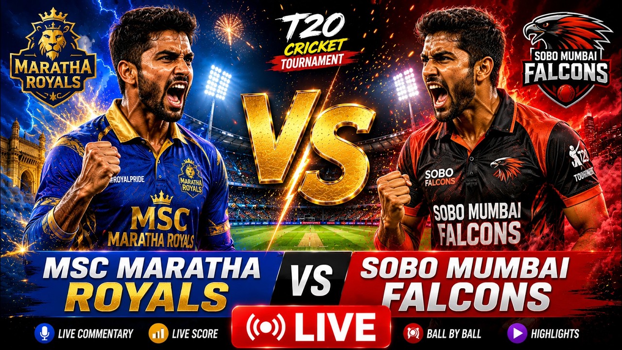 🔴 MSC Maratha Royals vs SoBo Mumbai Falcons LIVE STREAM | Cricket Match Today