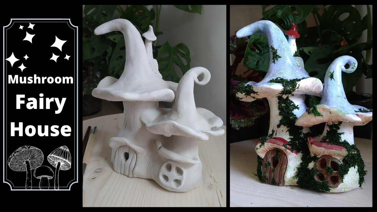 DIY Maison champignon argile auto-durcissante - DIY Mushroom fairy house air dry clay
