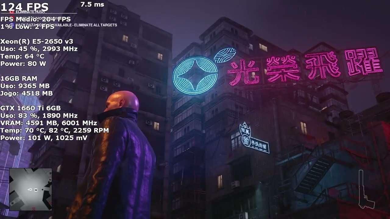 GTX 1660 TI + 2650v3 HITMAN 3 World of Assassination - Benchmark