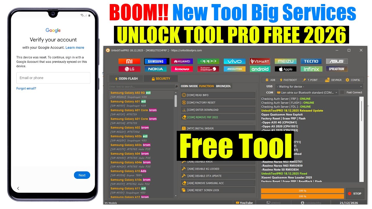 Samsung FRP Tool 2026, Remove Google Account Android 15/16 | UnlockToolPro | FRP Bypass/Unlock