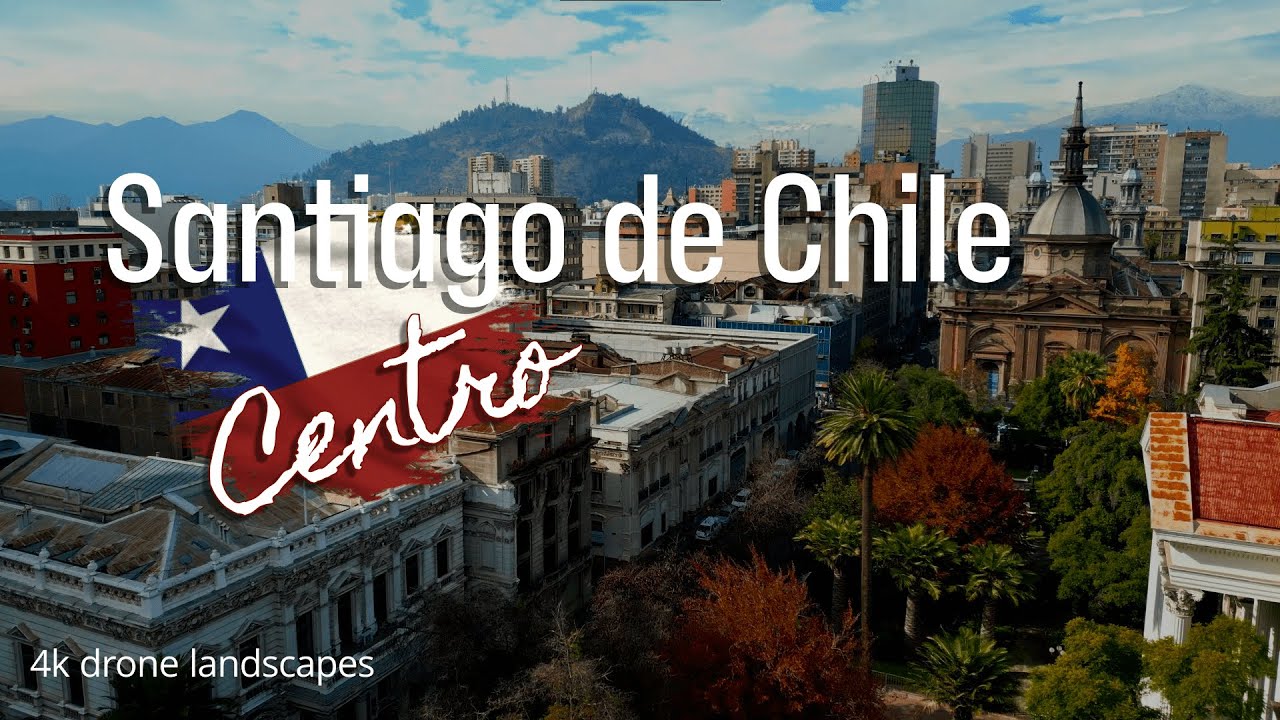 Santiago de Chile: Centro desde un dron (4K cinematic footage)