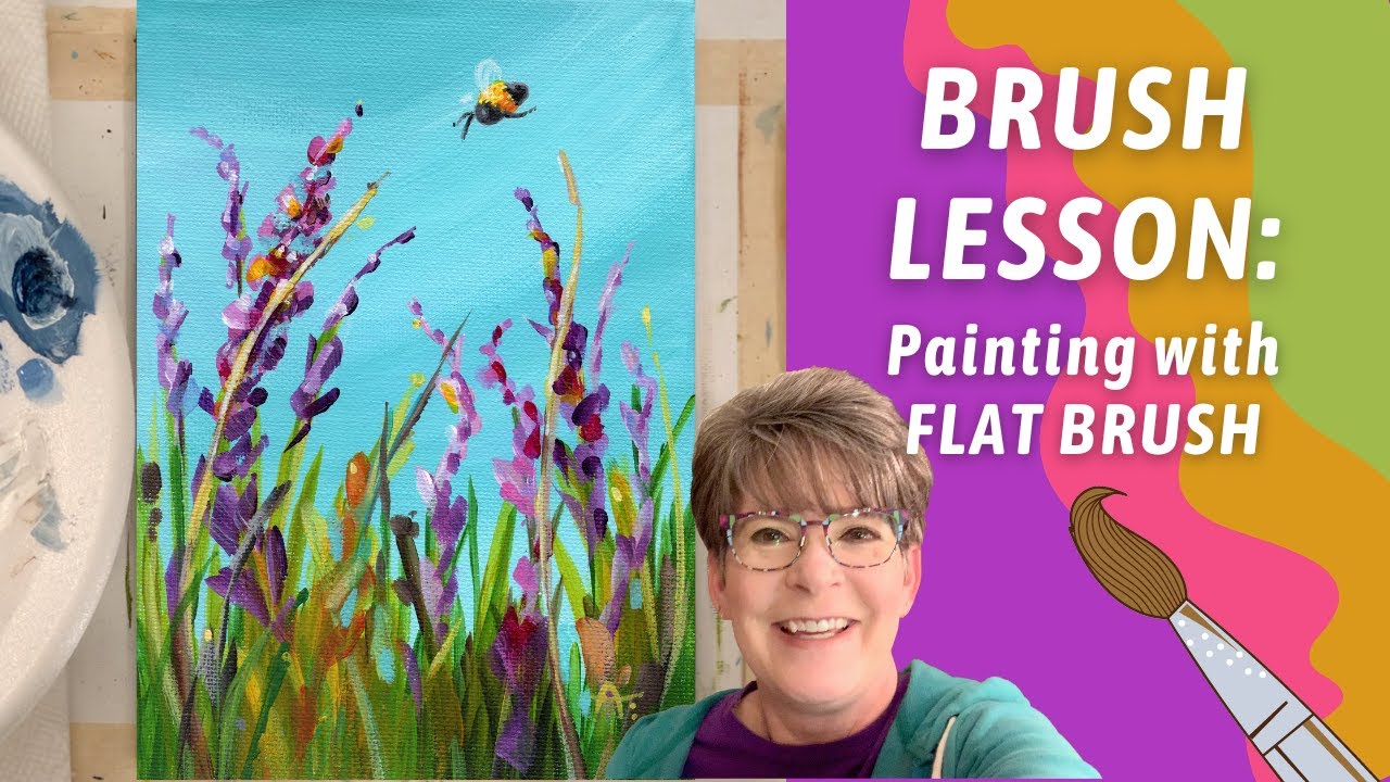HOW TO PAINT: Flower Petals! Lavender Acrylic Painting! Using a flat brush, By: Annie Troe