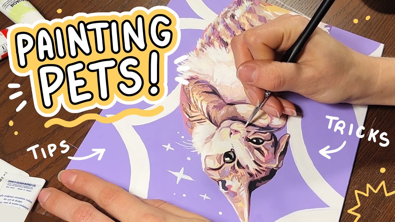 TIPS & TRICKS ✦ how I paint pet portraits in acrylic gouache | freelance illustrator