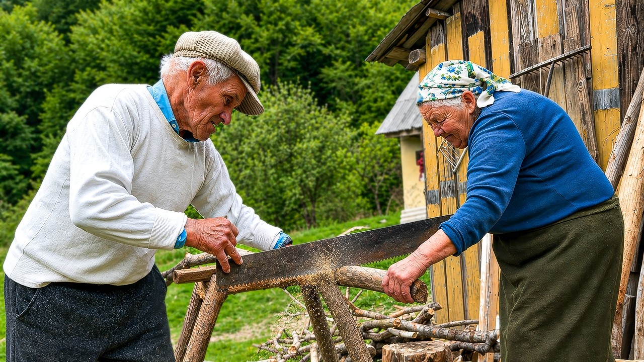 The Happiness of Growing Old Together. One Day in Life of an Elderly Couple in a Mountain Village