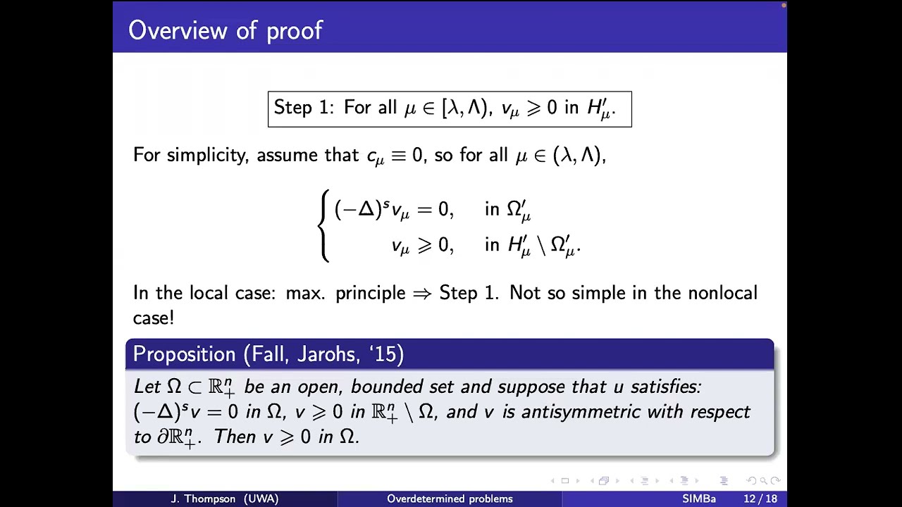 Overdetermined problems involving the fractional Laplacian - Jack Thompson