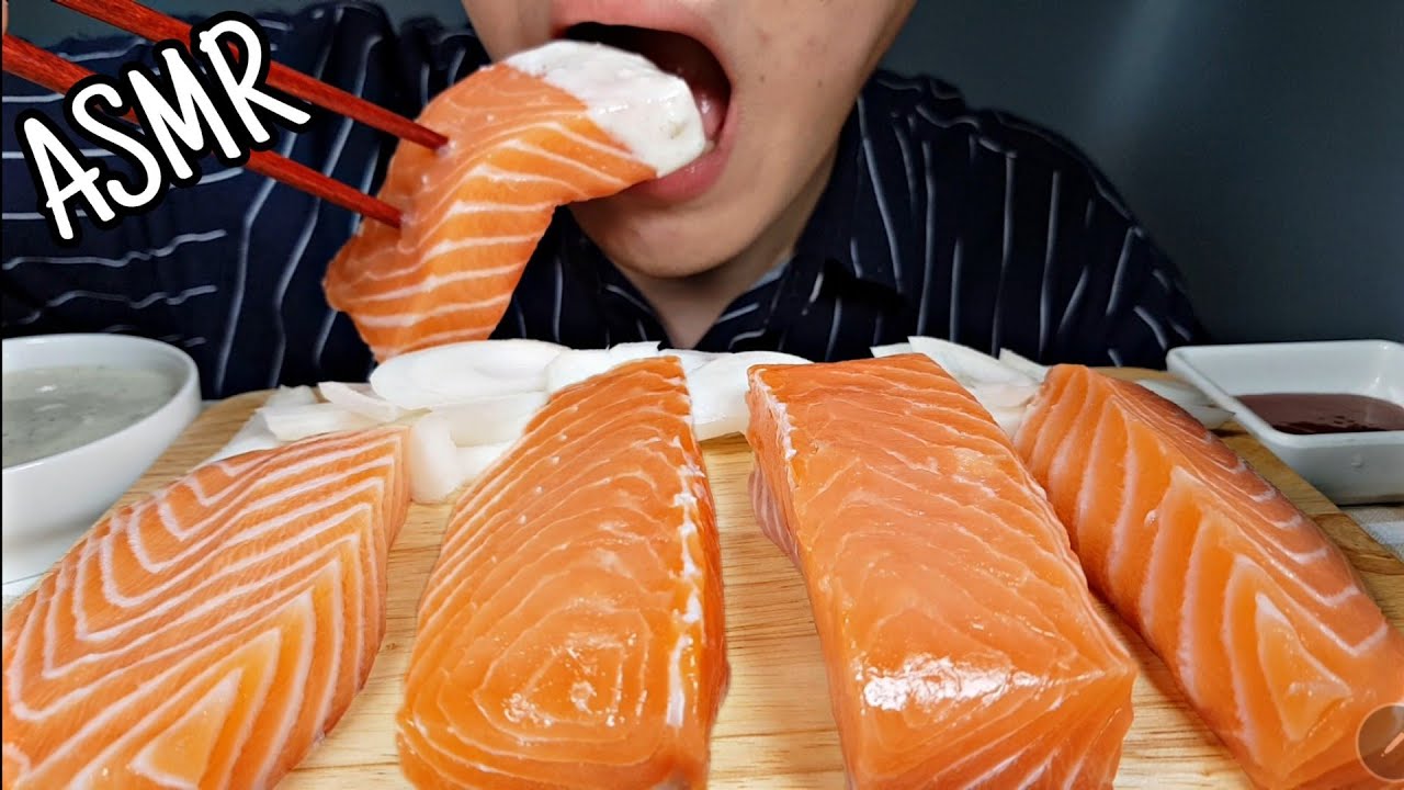 ASMR SALMON REALSOUND MUKBANG 두툼한 통연어 리얼사운드 먹방 asmr Eating sounds