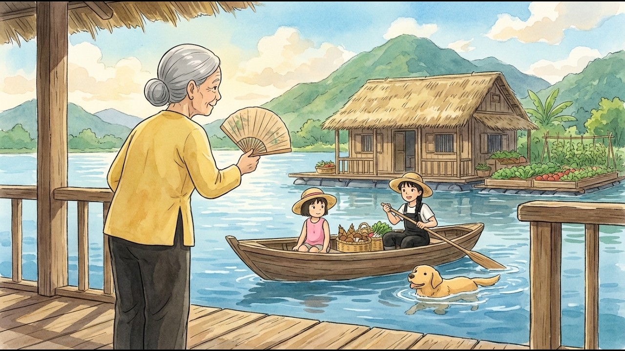Peaceful Life on a Floating Garden: Bamboo Harvest & Rustic Cooking | Anime-Style ASMR