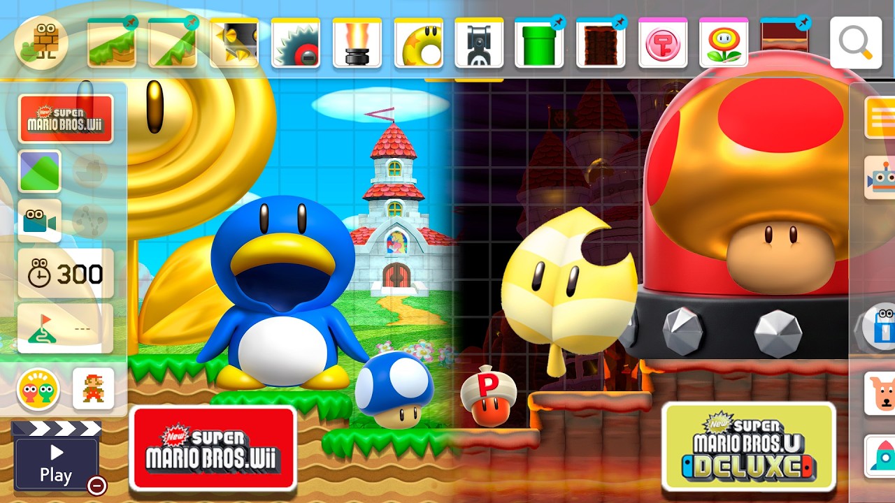NSMBU Deluxe VS. Wii Theme! All Power-Ups | Super Mario Maker 2 Course Experiment!
