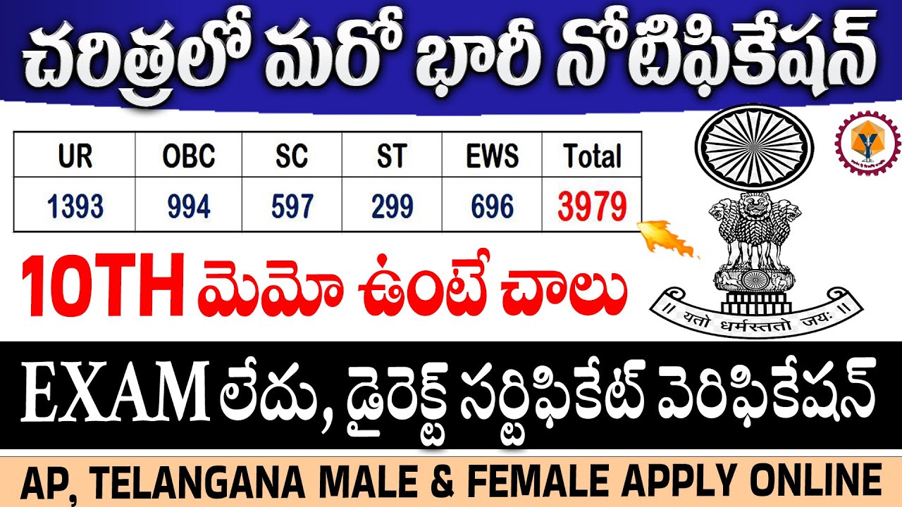 🔥 పరీక్ష లేకుండా 3979 ఉద్యోగాలు | 10th, 12th Pass Eligible | Yantra India Limited Recruitment 2026
